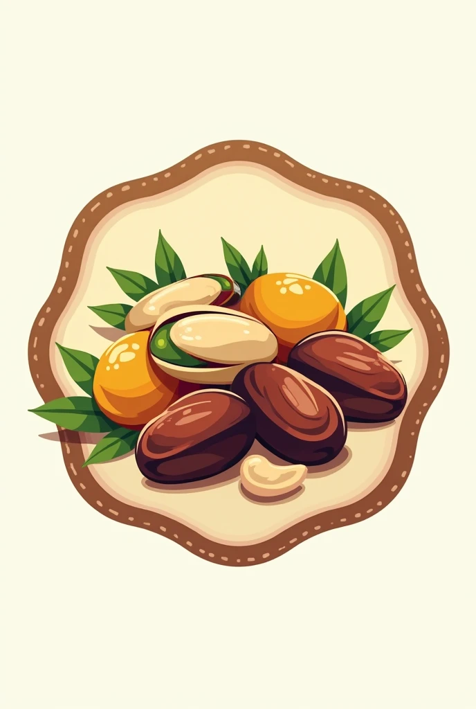 

"Design a unique logo for Gulistan Dry Fruits.in badge shape in this pic take out the berries and put pistachio and cashew and dates