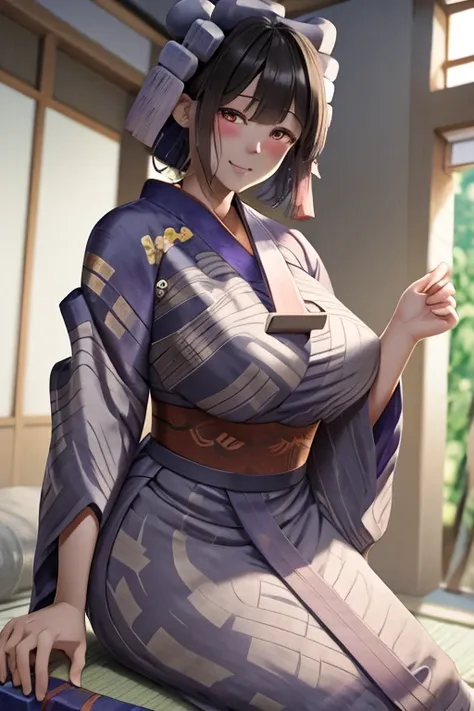 ((Best Quality)), ((masterpiece)), (detailed),Perfect Anatomy 1.5,Natural Light,Steam 1.3,Sweat all over the body,(((Full-body shot of a like woman on a tatami mat in a ryokan,Blushing and so cute))),Woman with long, supple black hair,Shiny hair,((Best Qua...