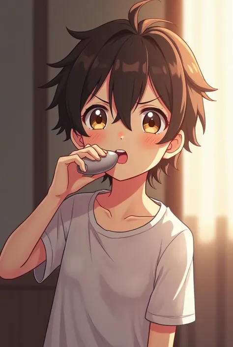 Anime boy sucking 30-centimeter cock full of cum 