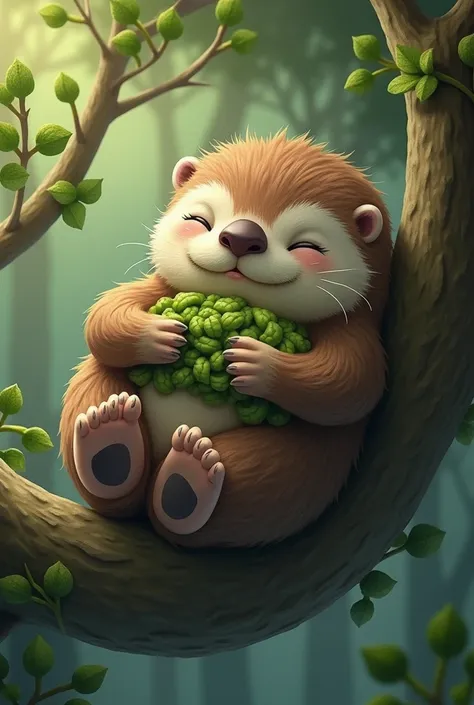 A lovable creature with the rounded body and fur of an otter, but the slow, relaxed movements of a sloth. It has webbed paws, allowing it to swim gracefully in the water, but it moves lazily on land, always with a sleepy expression. It enjoys hanging from ...