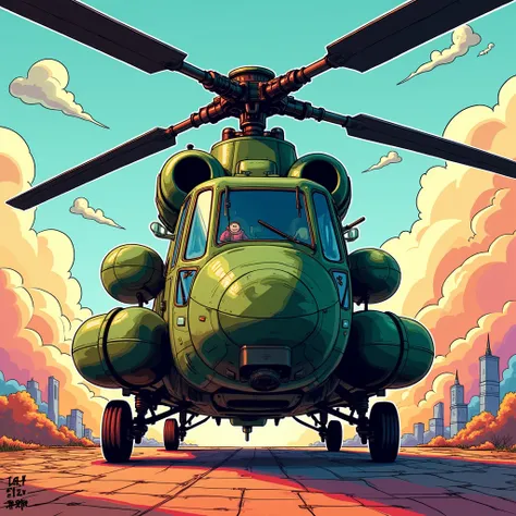  Mi-26 Helicopter,  comic style 