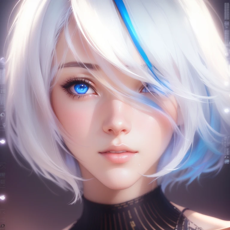 Close up of a person with short hair and a headband,  Photorealistic Anime  girl render,  Stunning Anime Face Portrait,  realistic anime 3d style ,  3D Animation Realistic , Girl with short white hair, smooth anime cg art, Ultra realistic anime,  detailed ...