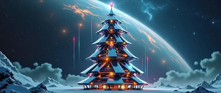  best quality ,  high resolution,  intricate details,  a STAR TREK-style CHRISTMAS SPACE TREE,  a futuristic tree , ((Star Trek)), Space Cenarium, designer Star Trek space chip

