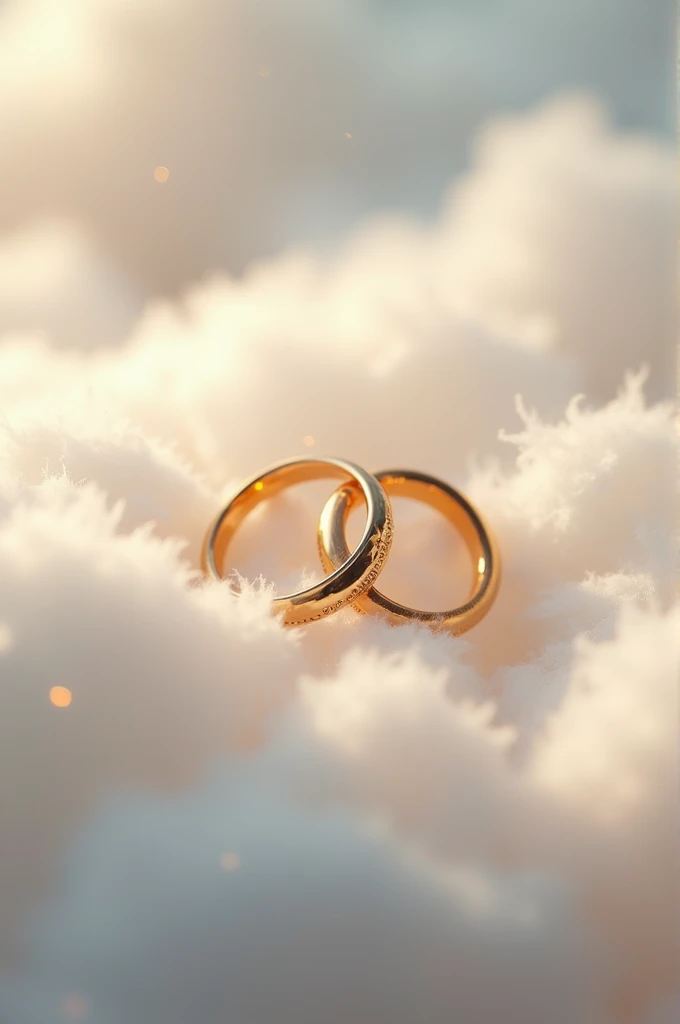 Two wedding rings intertwined on a little cloud