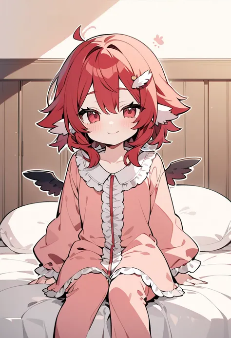 masterpiece,best quality,ultra detailed, Line style, drawn (((chibi animation character))), hyper small and clean characters in hyper cute anime style illustration, one harpy girl,red hair,messy bob hair,feather ears, harpy mini wings,
long sleeved red fri...