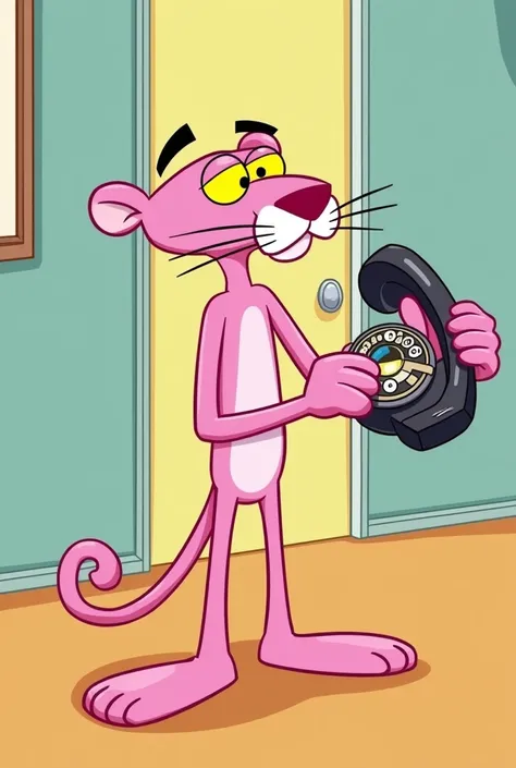 Pink panther with telephone 