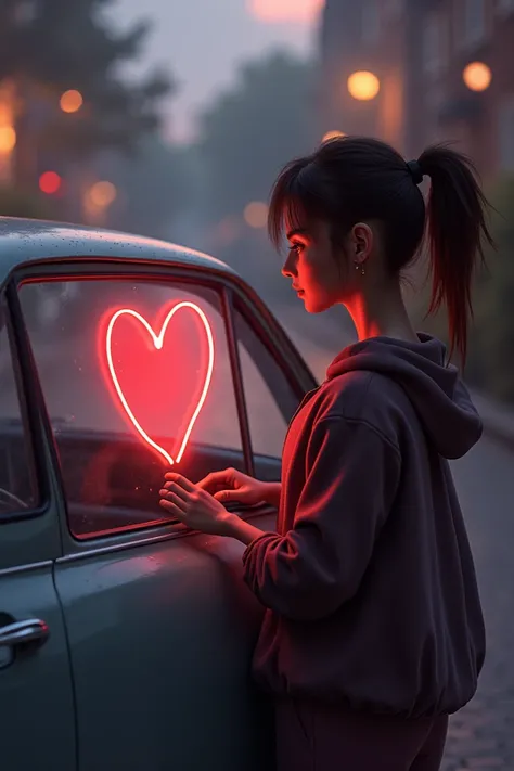 Franger Espinoza and a heart written on a car windshield