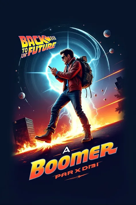 A logo like "back to the future". But the text "Boomer per un giorno" different work