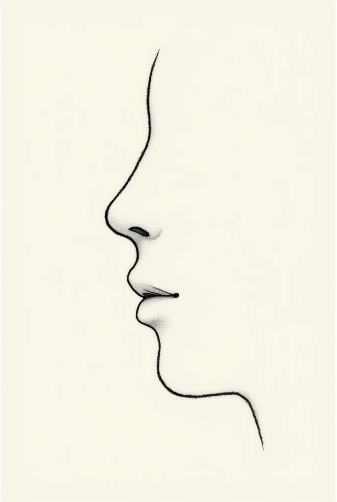 A drawing from a line ,  showing a nose in the side profile 