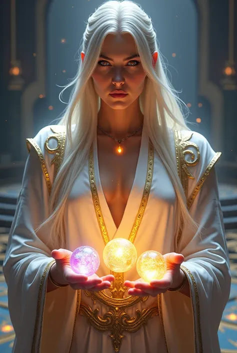  Generate an invoker from the video game Dota Dota 2 :  is a 30-year-old man of majestic poise and commanding presence. Her oval face,  of high cheekbones and defined jaw ,  radiates wisdom and power . Your skin is clear and smooth, the pores are barely vi...