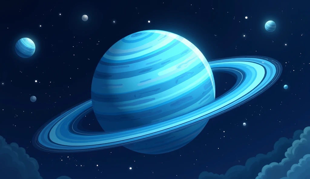 show a planet Neptunes blue, so far away, for s cartoon