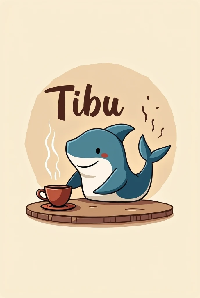  Logo for coffee bar, TIBU and Cups , Relaxed shark and good vibes