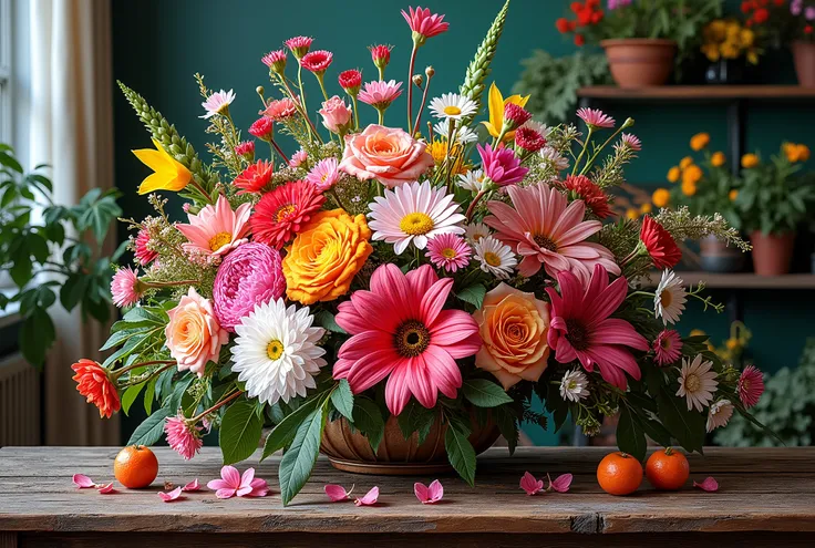 there are many different  colorful flowers arranged together on a table, Floral Explosion, Detailed Flowers,   platonic ideal of flowers  ,  Inspired by François Boquet , rich flower color, Brilliant Composition , Made of flowers,  lots of flowers ,  Plant...