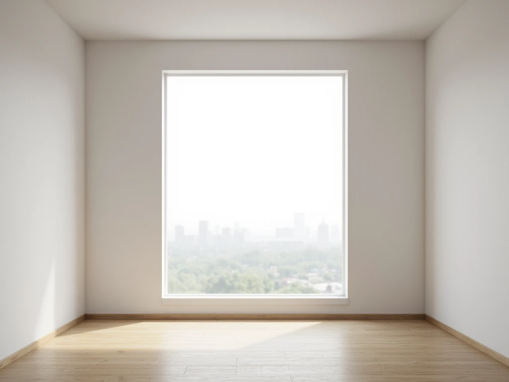 an empty room with a window 