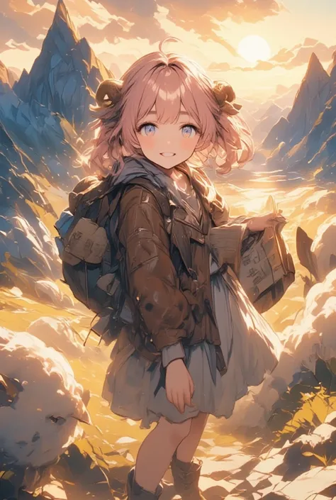 As you gaze upon the captivating image, you see an ultra-cute sheep girl with fluffy pink hair and adorable sheep ears and tail, embodying the perfect blend of magical fantasy and adventurous wanderlust. Her attire is that of a seasoned traveler, combining...