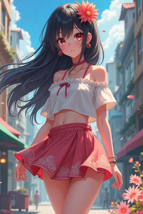 An anime girl with a miniskirt