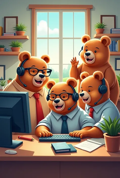 Bears on PC technical support image in proportion 16:9