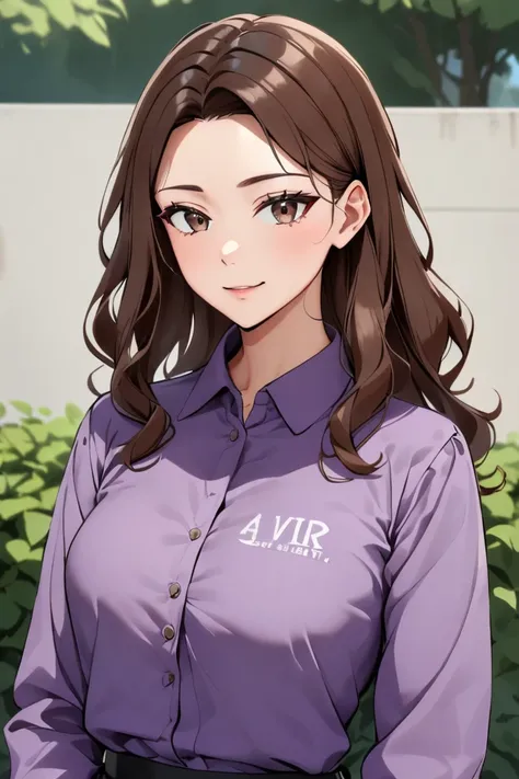 Gere air,  she is an AI AGENT with fair skin and brown hair and a PURPLE blouse, Your blouse has your name on it "air" Written.
