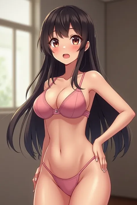 A busty anime girl with sexy big boobs 
 Without any clothes to cover it 

