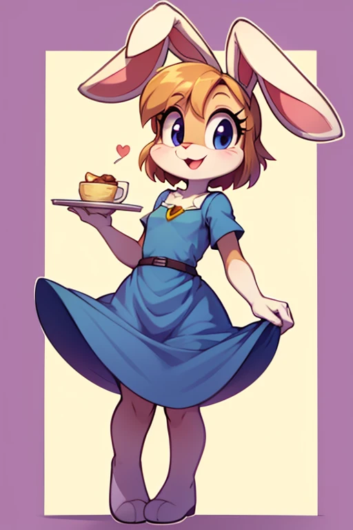 Female furry sara rabbit with Good morning breakfast ravello dress tiny toons adventure style 