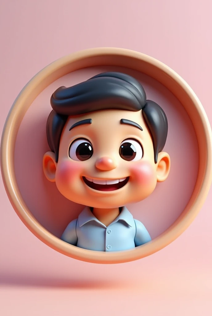 create a 3d memoji avtar in round frame. take reference from image.