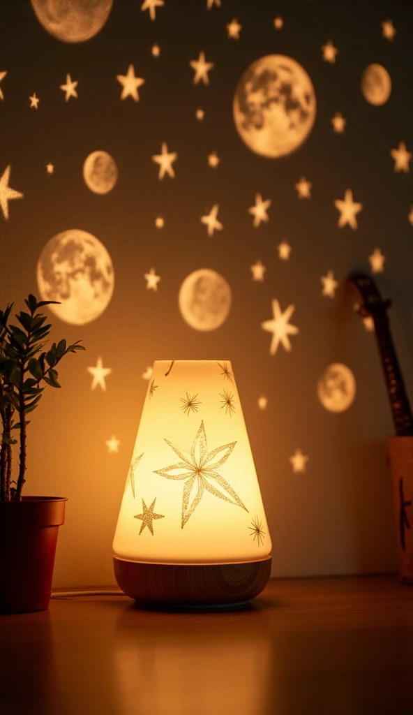 a lamp, Project the shapes of stars and moons on the walls.
