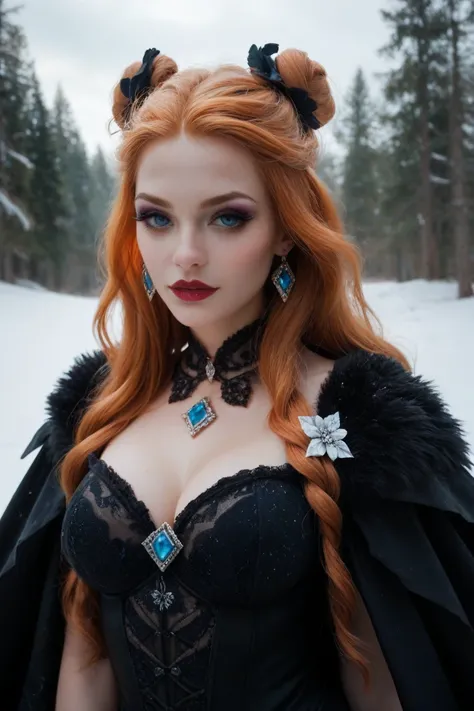 A beautiful gothic enchantress in the snow