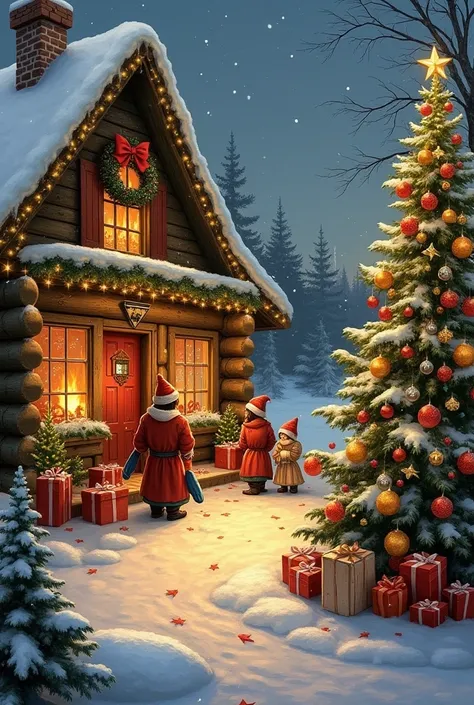 Beautiful Christmas painting with lots of decorations