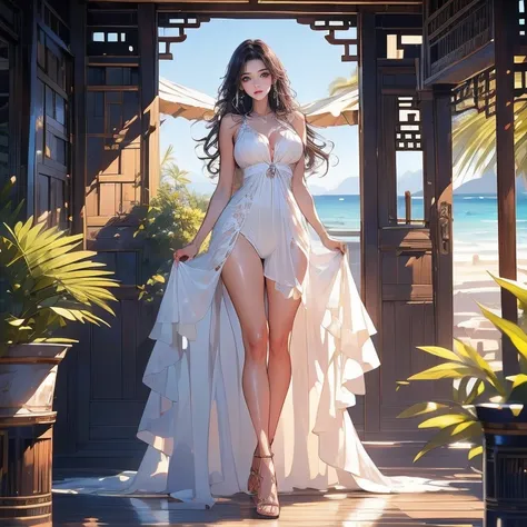 Full body Waifu beautiful detailed eyes, beautiful detailed lips, extremely detailed eyes and face, longeyelashes, 1girl, sensual, young woman, sexy medium / large breasts, beautiful feminine face, nice sexy thighs, slim, sexy, erotic, beautiful fashion cl...