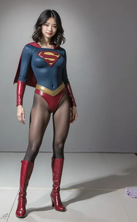  background 、(((  Depicting beautiful legs in black tights    .)))、(((        Legally express the beauty of your smile     )))、((((      make the most of your own original image    )))、(((    Rolling backwards in a supergirl costume    )))、(((ボディにフィットした   ...