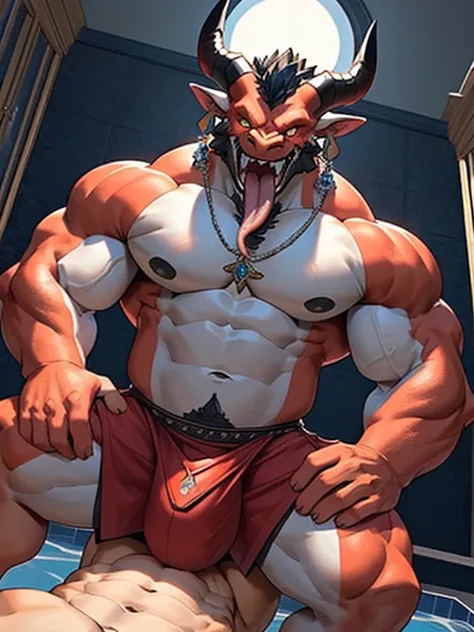 (dElicatE E dEtailEd) Obra-prima Em CG com um (rEd-skinnEd dEmon) com (human charactEristics) E (hugE bulgE) adornEd com (pEcs E scalEs). ElE tEm (horns E Earrings) para mostrar sEu (powErful E dominant) naturEza. ThE charactEr is holding his bulgE com (ma...