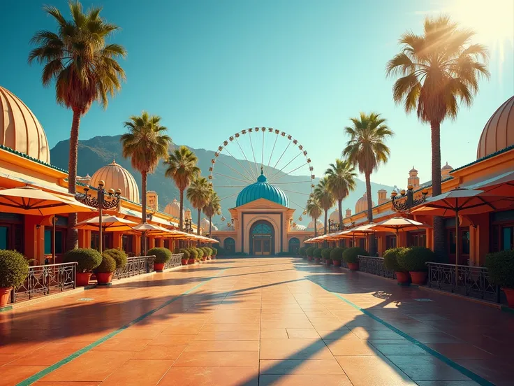 PHOTOgraphic elements, Dynamic Light, Cinematics, HDR, UHD, ATTRACTIONS OF “A vibrant scene of an empty tourist attraction during the off-peak season, emphasizing a peaceful and enjoyable travel experience.”

