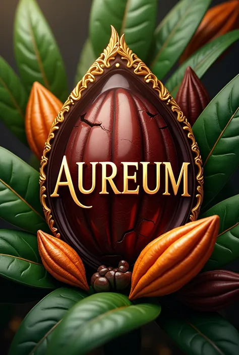 AUREUM logo ,  moisturizing CACAO gel,  flashy and pretty, Add cacao plants 
The name AUREUM a must be in the full logo