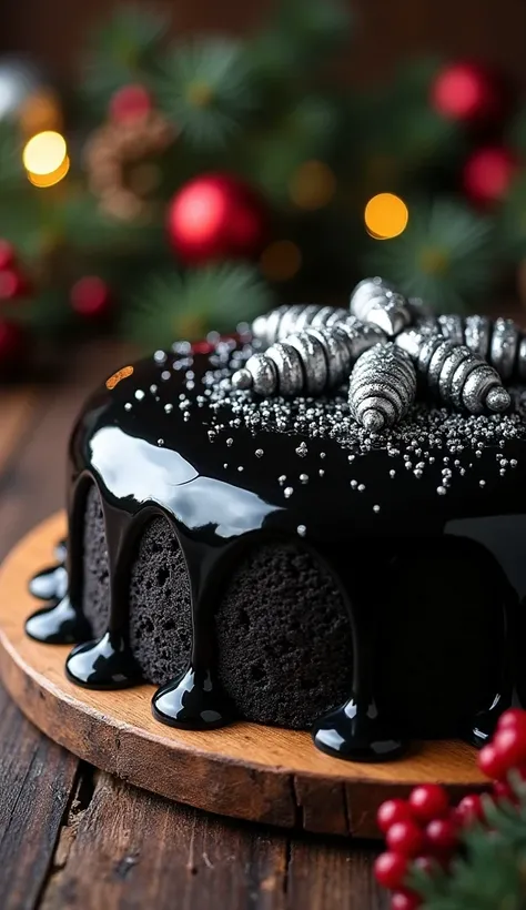 Black Christmas cake