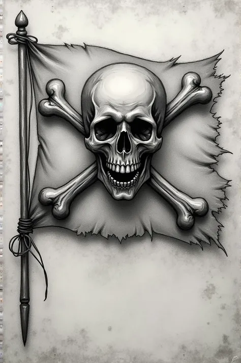 A pirate flag just like a pencil drawing