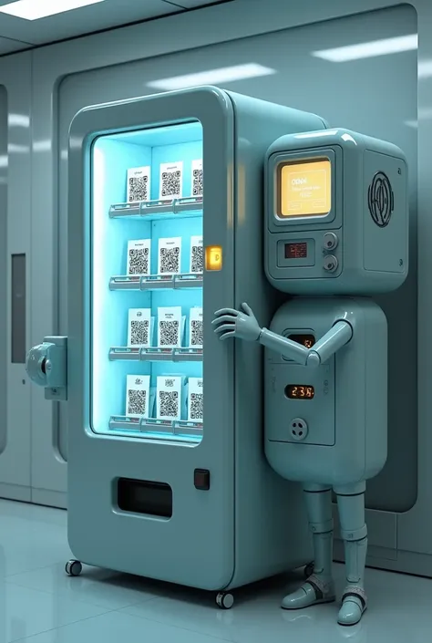 Cute Vending machine that sell simulated human by using qr code