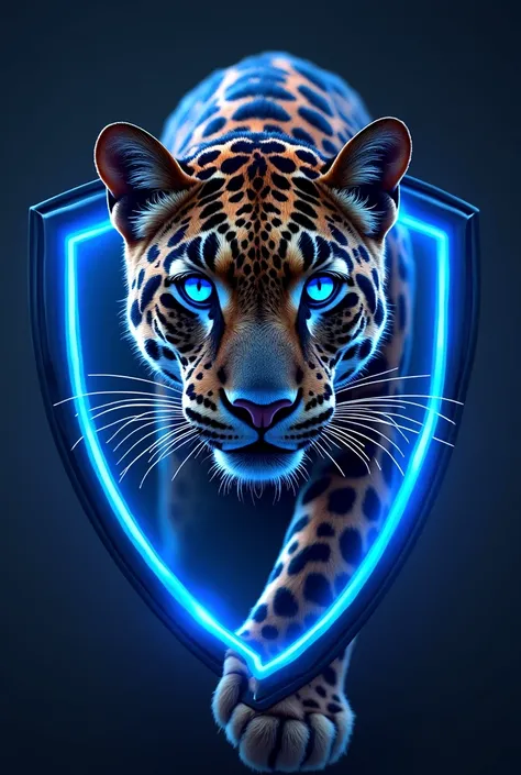 Sticker Album -  " Times and Their Iconic Colors "
shield:  A leopard with blue eyes and a coat that shines like the teams colors.
special effect:  The leopard emits a light effect around its coat ,  that reflects the teams colors and shines in the dark , ...