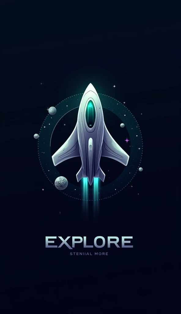  The logo presents a centered image of a stylized spaceship,  with futuristic and soft lines ,  floating in the center of a starry field .  The ship has subtle details of bright lights , suggesting movement and advance . Around the ship ,  abstract shapes ...