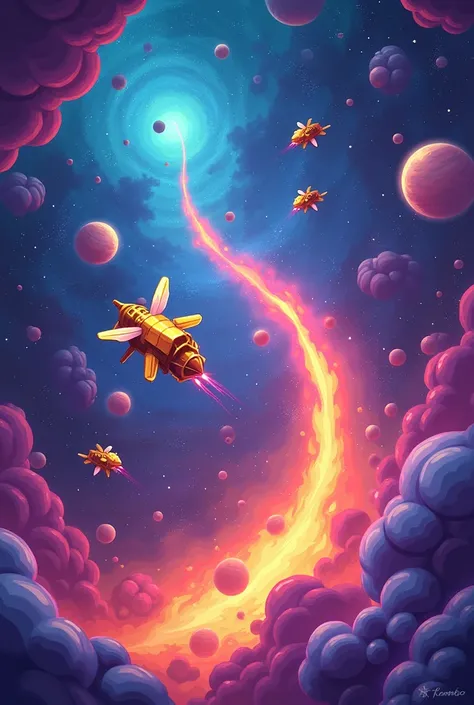 create sprite game bee space ship chickens galaxy top down 