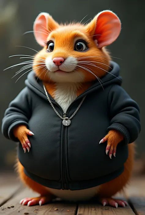 Big fat ginger rat with black clothes and silver necklace with big big lashes and lipfiller