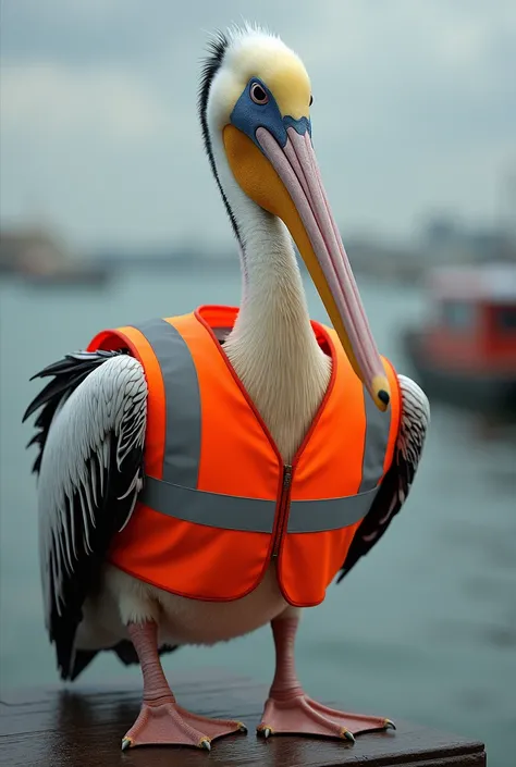 Pelican with safety vest