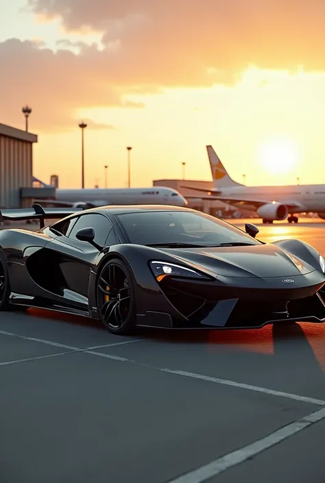 Sport car in the airport 
