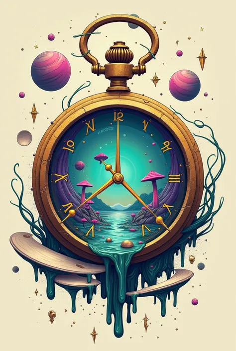  Description from Innovative Print to PsycheLab

General Concept :
 A futuristic and surreal vision of a melting watch that transforms into a dimensional portal ,  symbolizing the fluidity of time and the exploration of the unknown .  Art combines minimali...