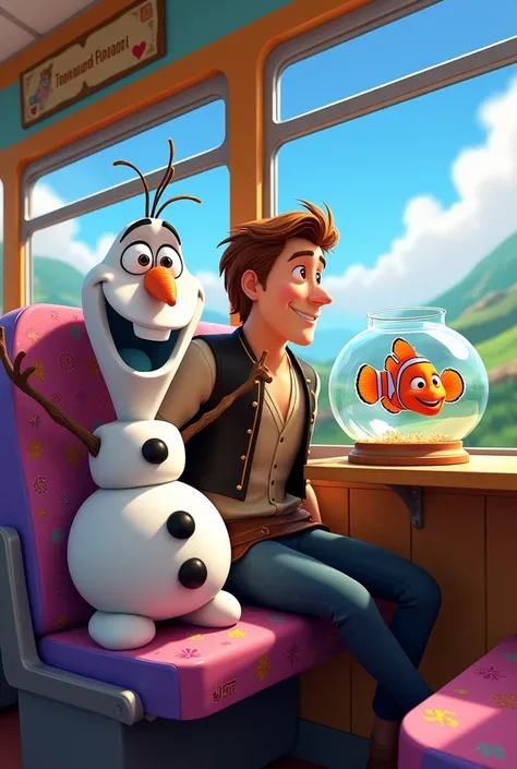 I want to see Olaf from frozen and Flynn Rider from Rapunzel and Nemo in bus 