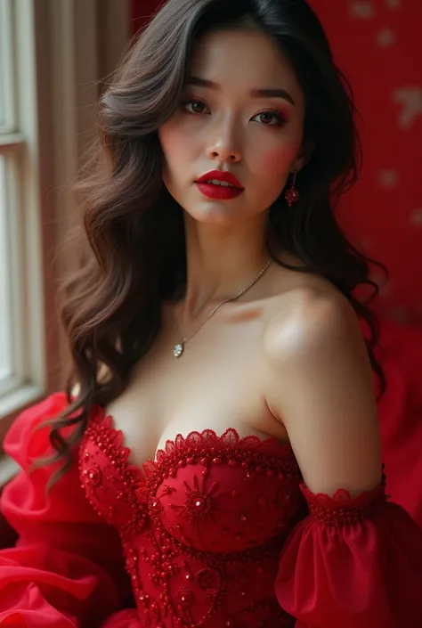 
gorgeous woman with a red dress