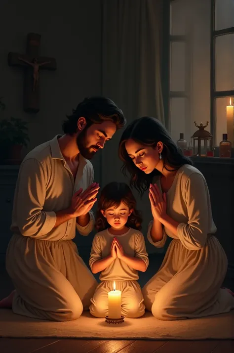 A family praying 