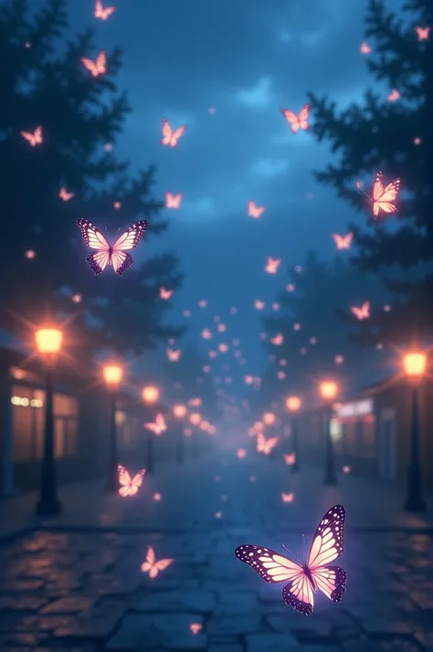 Butterflies at night in a square entitled "nights"