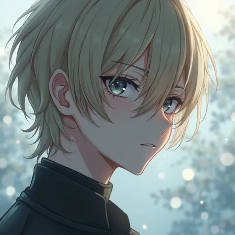  male anime, Blonde with gray eyes and white skin, Young