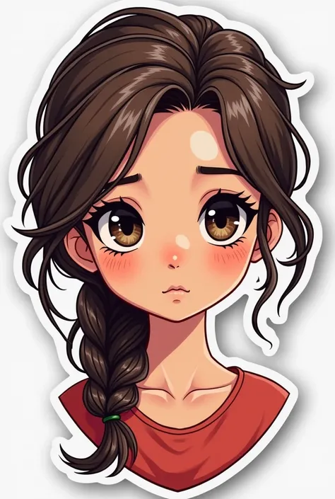 sticker di un adolecente ragazza con capelli e occhi castani ch ecombatte tra ragione e sentimento quindi t ra cervello e cuore che eindecisa e non sa come prendere questa decisione se usando i sentimenti e lamore oppure utilizzando il cervello e ragionand...