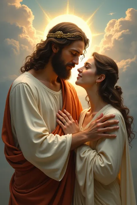 Generate such a beautiful scene of Jesús Cristo with someone else 